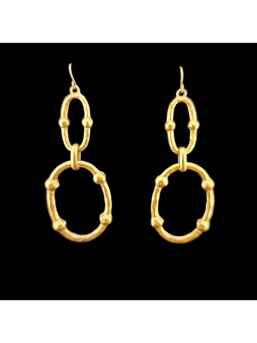 Lauren Ralph Lauren Gold-Toned Double Oval Dangle Textured Earrings - Picture 1 of 7